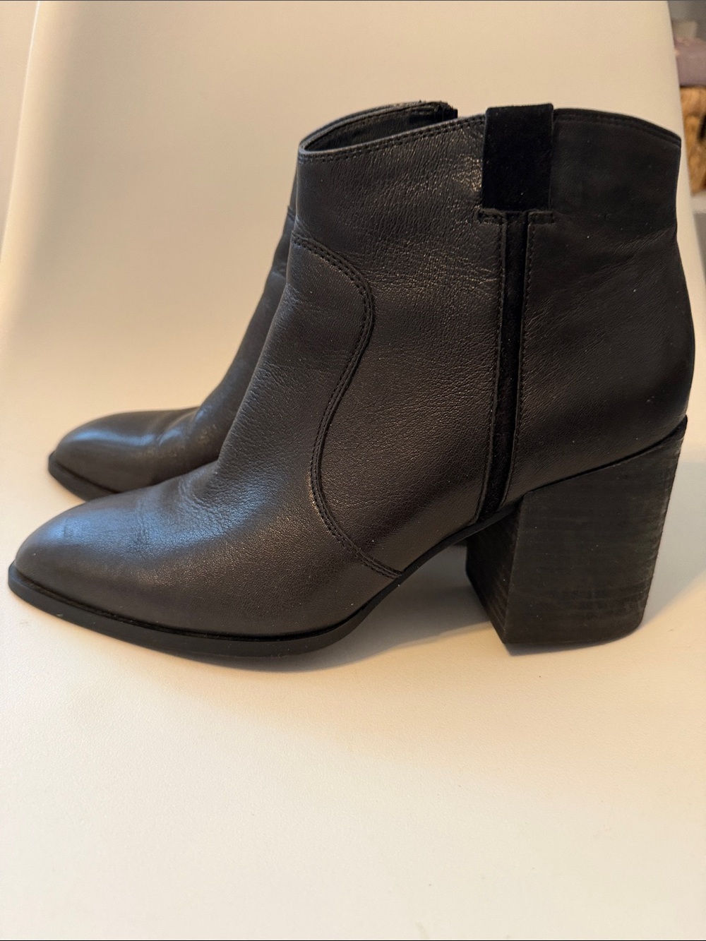 Vionic Leather Block Heel Ankle Boots